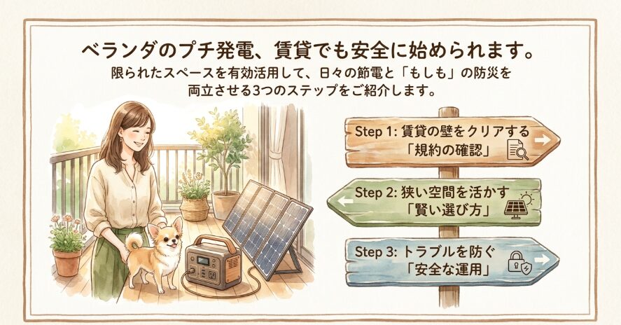 賃貸ベランダに小型ソーラーパネル