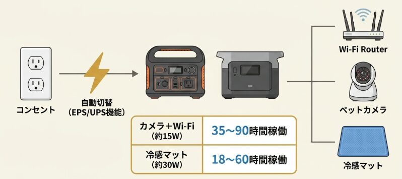 停電時も安心?ポータブル電源を介したペット家電の利用