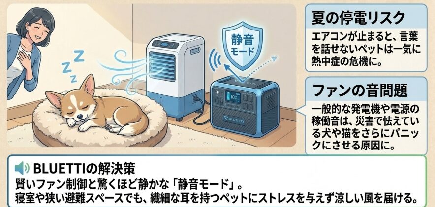 大切なペットの暑さ対策に役立つ静音設計