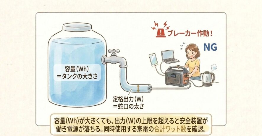 スマホや家電の同時充電に必要な出力
