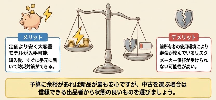 防災用として中古品を選ぶメリットとデメリット