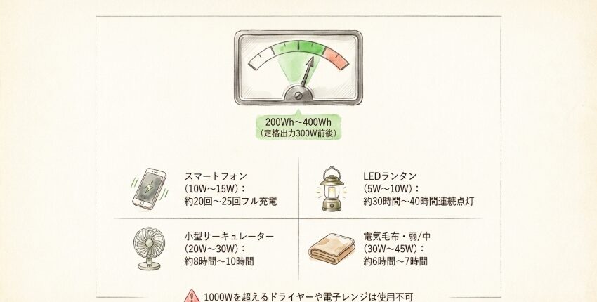 ソロキャンパーに必要な容量と出力