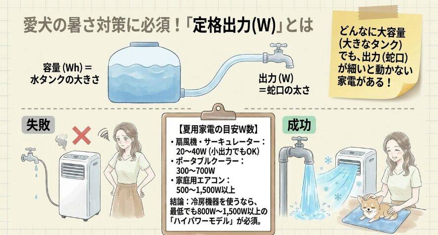 ペットの暑さ対策に必要な定格出力