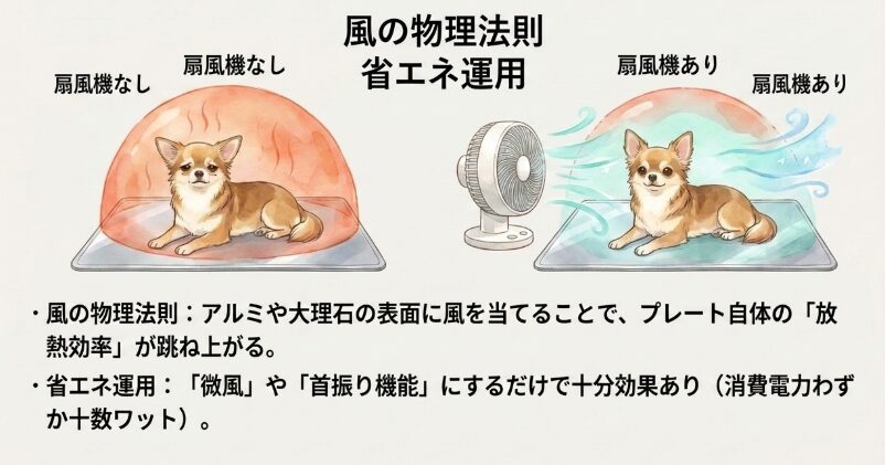 扇風機を組み合わせて涼しさを倍増