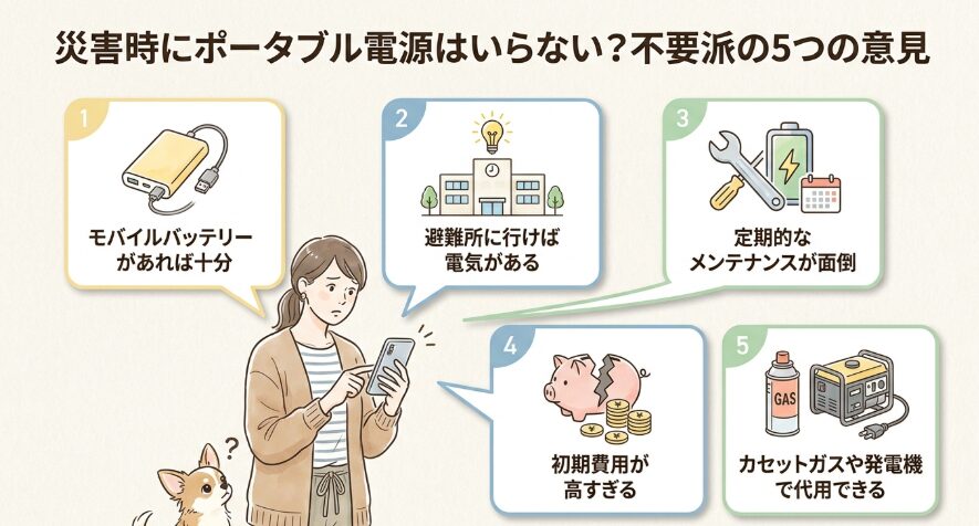 災害時にポータブル電源はいらない？不要派の意見