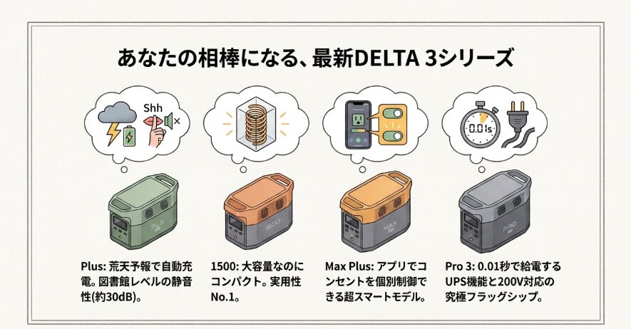 【主要4モデル】最新DELTA 3シリーズの性能比較