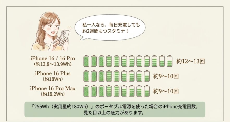 人気のiPhoneを充電できる回数の目安