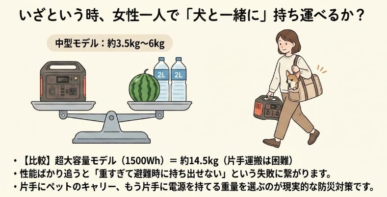 持ち運びやすさと重量のバランス