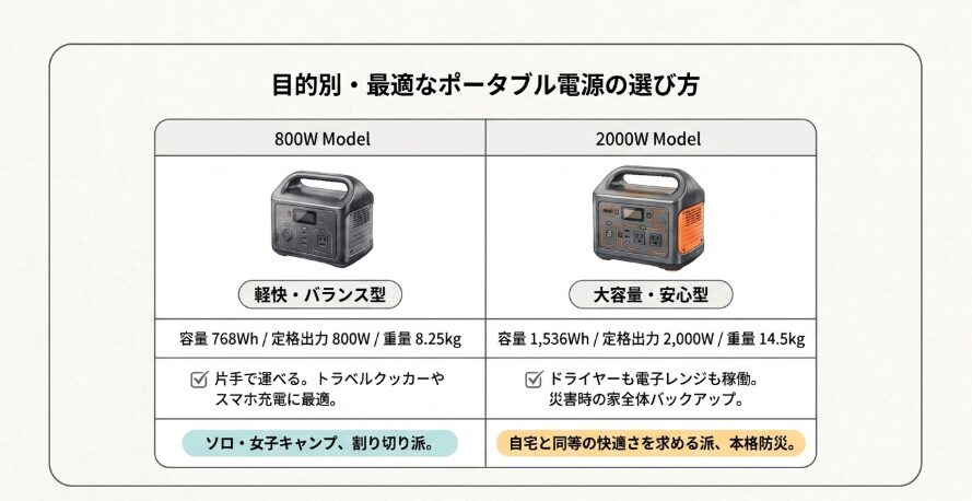 自分のキャンプスタイルに合わせた最適なポータブル電源選び