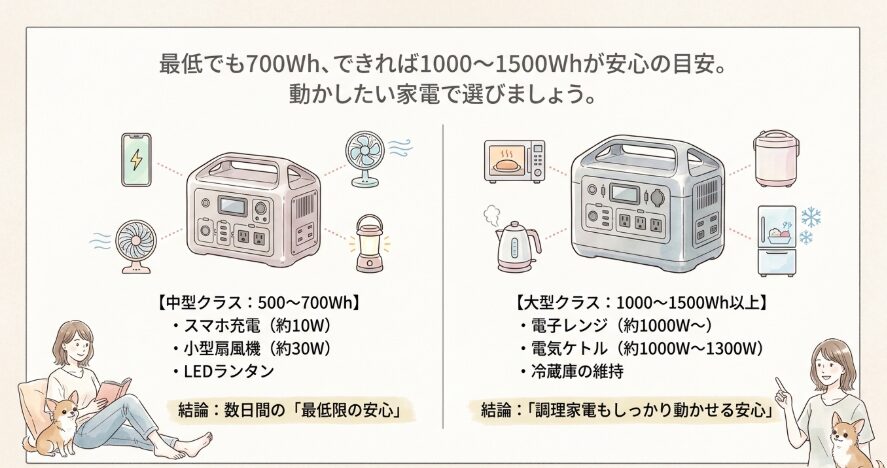 被災時に必要な電気容量の目安
