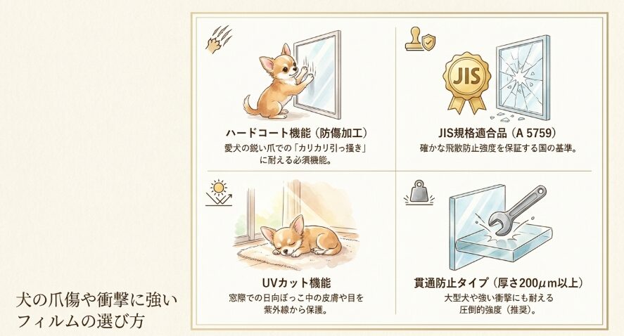 犬の爪傷や衝撃に強いフィルムの選び方