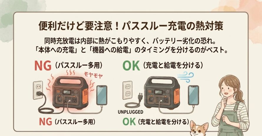 パススルー充電機能の適切な利用