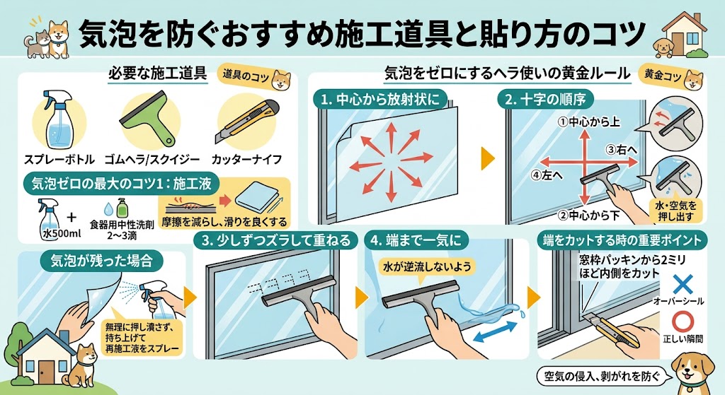 気泡を防ぐおすすめ施工道具と貼り方のコツ