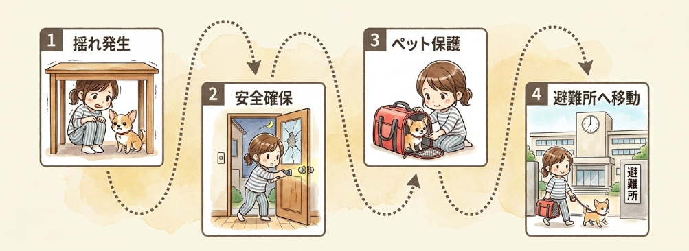 地震発生時にペットと慌てず逃げるための正しい行動手順