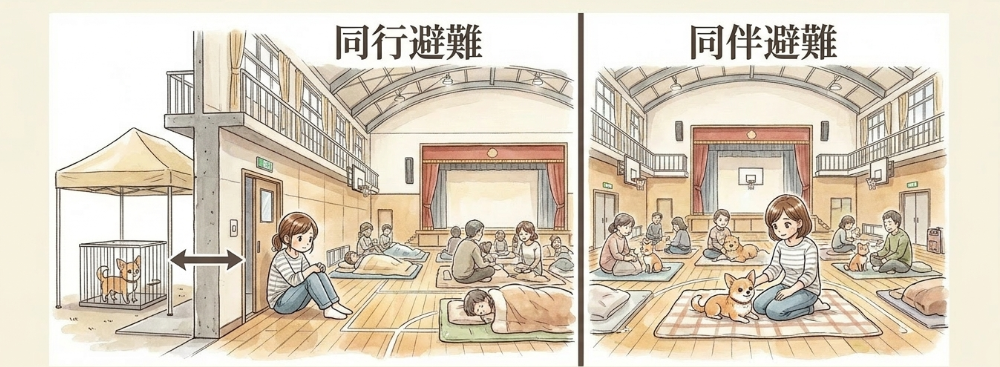 同行避難と同伴避難の違いと避難所のルール
