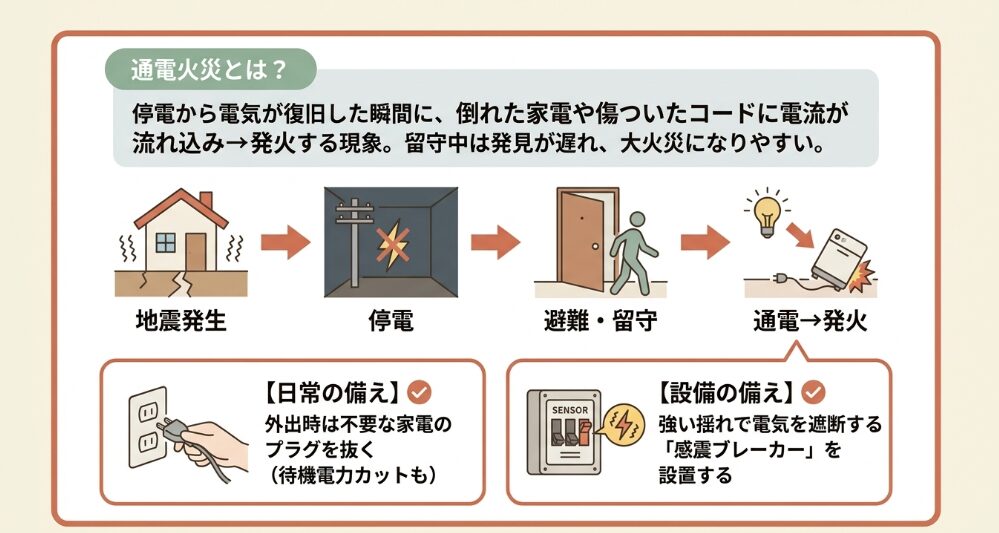 停電後の通電火災を防ぐための注意点
