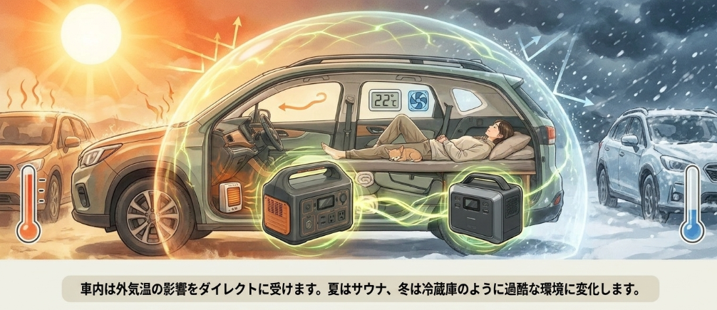 季節や災害時も安心な車中泊の注意点と快適な電源活用術