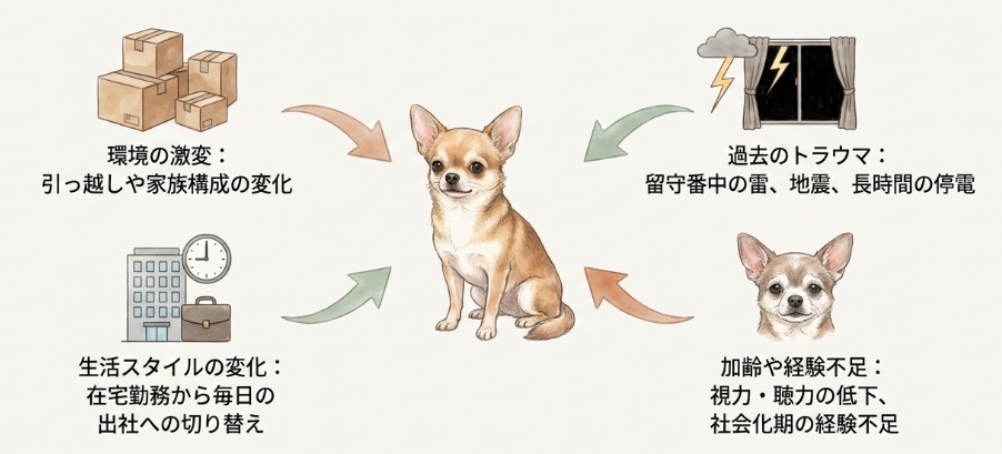 愛犬が留守番で分離不安になってしまう主な原因