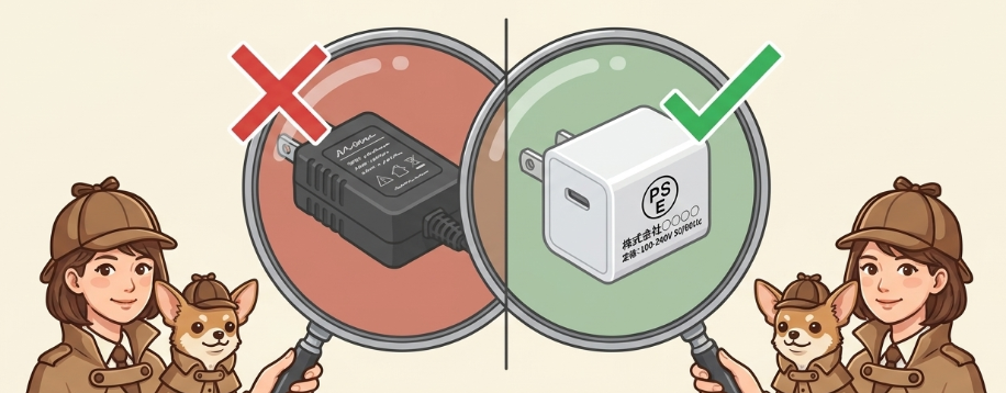 安全マークや電気用品安全法の表記がない製品
