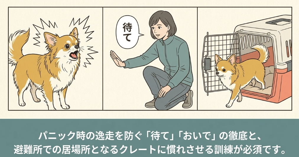 パニックになりかけた愛犬を瞬時に制止させる訓練を