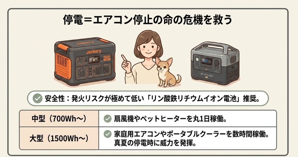 ポータブル電源を活用した安心な停電・暑さ対策