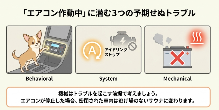 エアコンをかけたままの車内放置が危険な理由