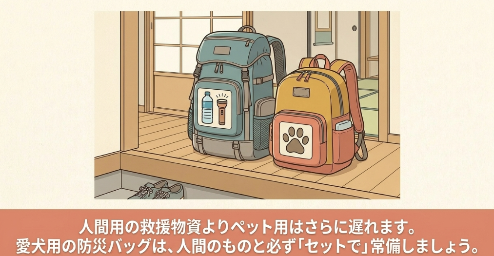 人間の非常用袋と一緒に！犬用防災バッグの必須リスト