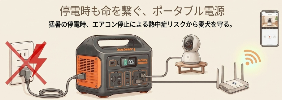停電時にも作動させるポータブル電源の活用