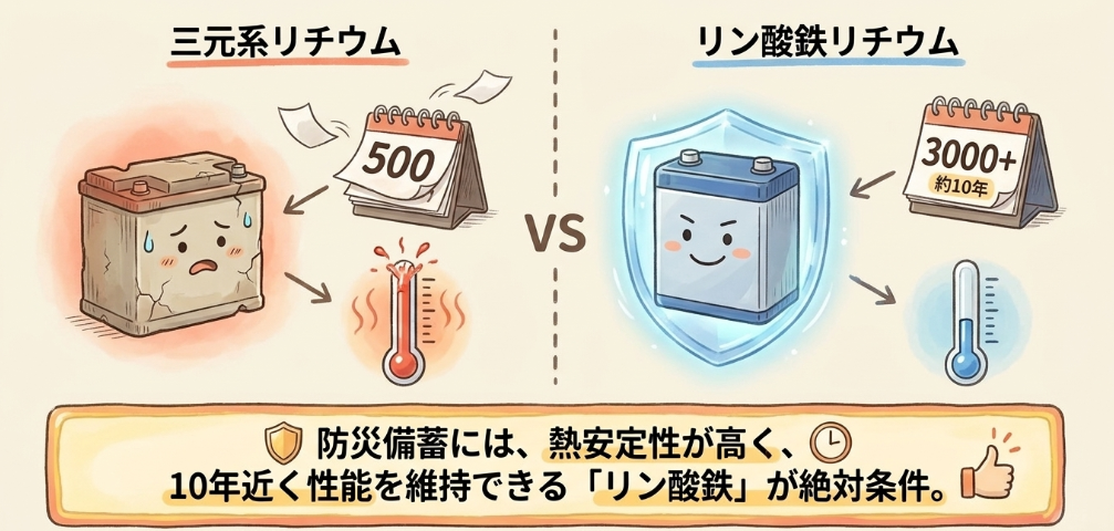 長期間の保管に適したバッテリー素材