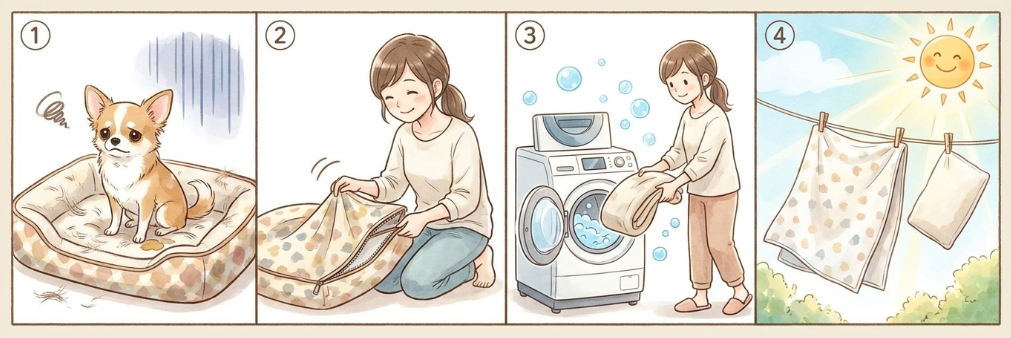 粗相や抜け毛対策になる丸洗い可能な素材