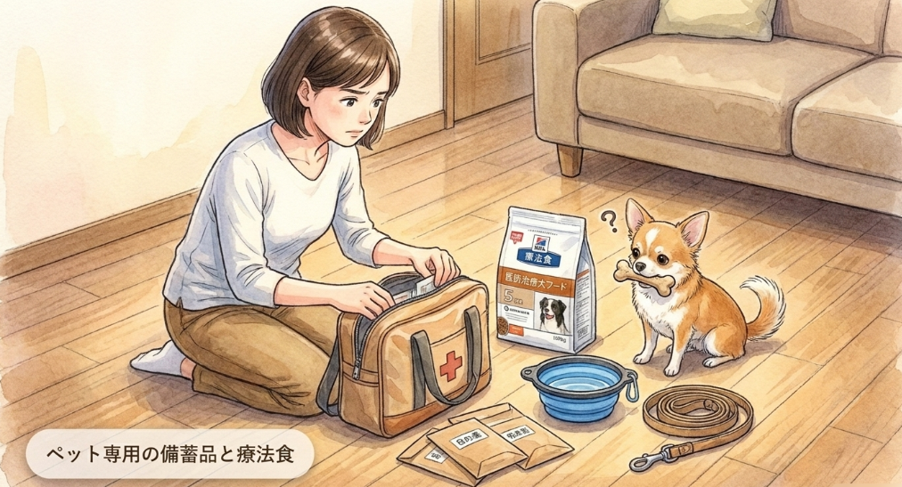 ペット専用の備蓄品と療法食
