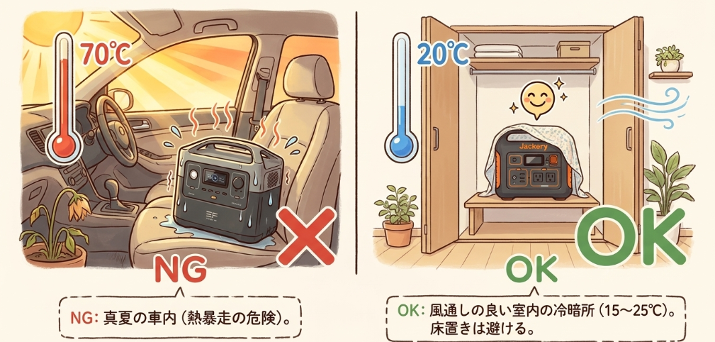 ポータブル電源を安全に保管する方法