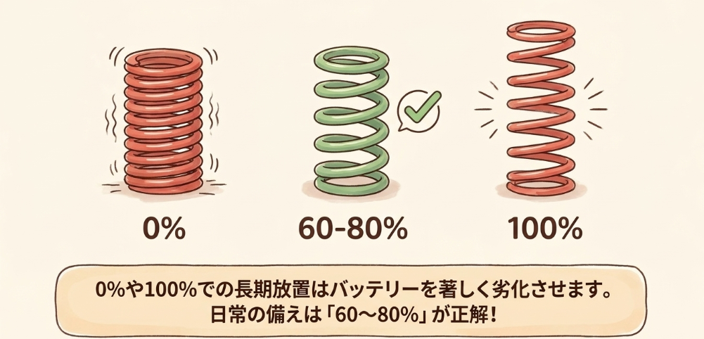 バッテリー寿命を延ばす充電残量